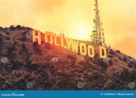 The World Famous Landmark Hollywood Sign during Sunset in Los Angeles ...