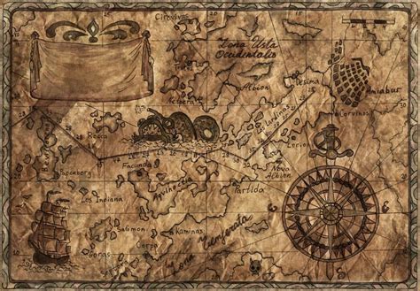 Old pirate map with desaturated effect. Hand drawn illustration of old pirate ma #Sponsored , # ...