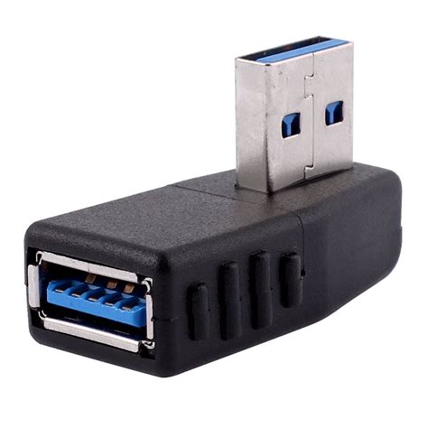 Right Angle USB 3.0 Type A Male to Female M/F Adapter Connector Black ...