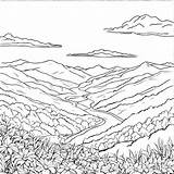 Download Mountain Valley Coloring Page Pages Online  Creative sketch template
