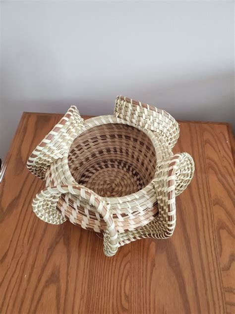 Gullah Geechee Sweet grass basket tall elephant ear. | Etsy