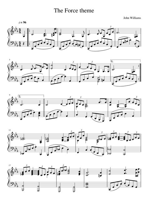 Star Wars Force Theme Piano Sheet Music