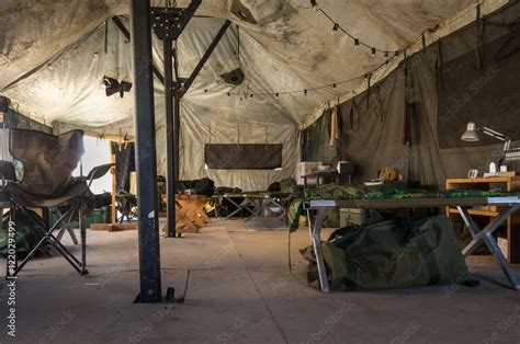 On the inside a army tent Stock Photo | Adobe Stock