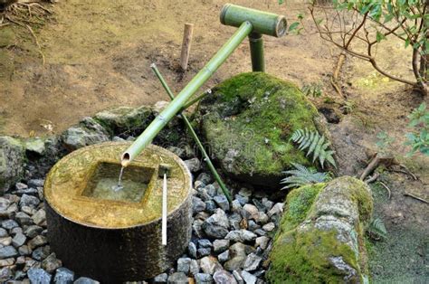 Japanese Bamboo Water Fountain Stock Image - Image of outside, asian: 69337671