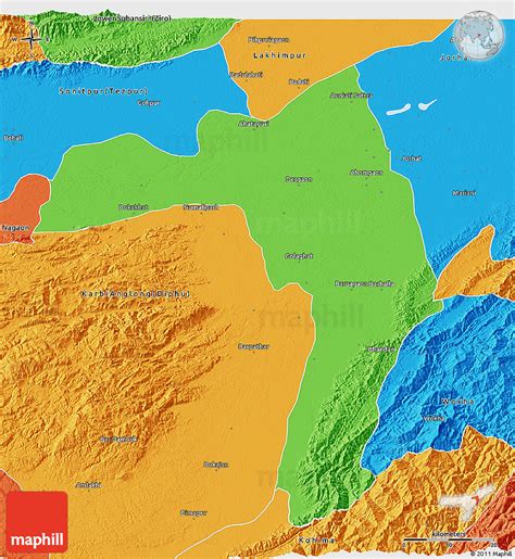 Political 3D Map of Golaghat