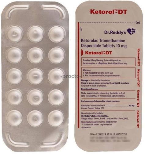 Ketorolac Tromethamine Dispersible Tablets 10 mg at Rs 123/strip ...