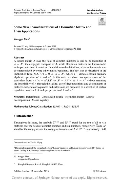 Some New Characterizations of a Hermitian Matrix and Their Applications