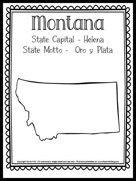 Montana State Outline Coloring Page {FREE Printable!}