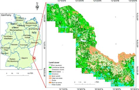 Location and land cover map of Bavarian Forest National Park (Silveyra ...