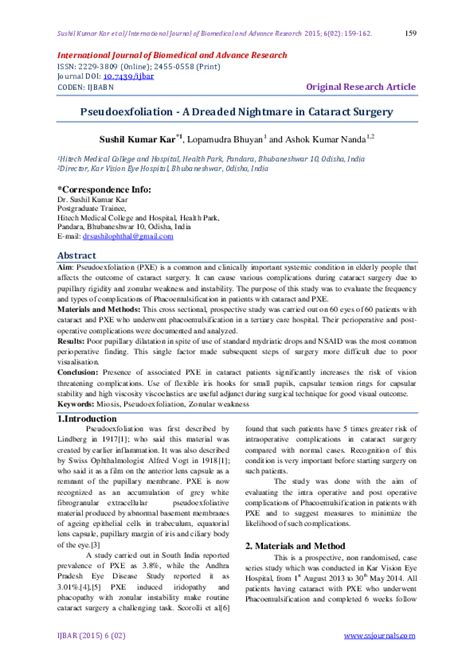 (PDF) Pseudoexfoliation -A Dreaded Nightmare in Cataract Surgery | Scholar Science Journals ...