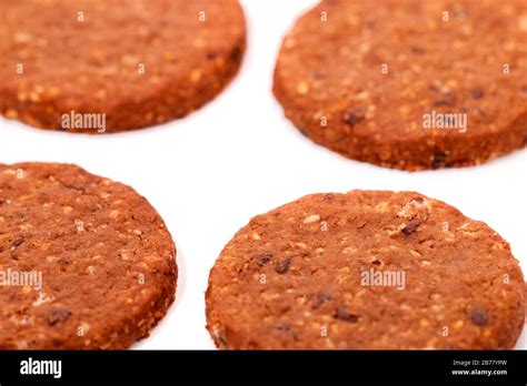 whole grain oatmeal cookies isolated on a white background Stock Photo ...