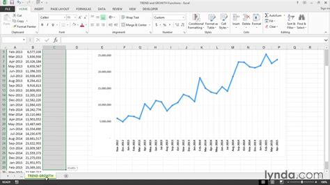 TREND and GROWTH functions | Excel Tips | lynda.com - YouTube