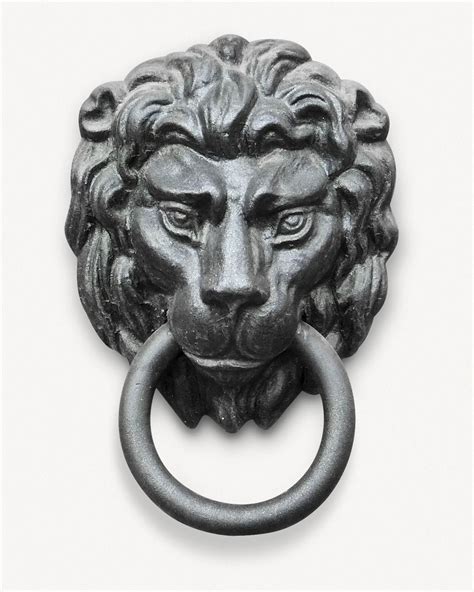 Lion door knocker, isolated collage | Premium PSD - rawpixel