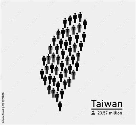 Map of Taiwan. Population of a Taiwan. Minimalistic map of Taiwan with ...