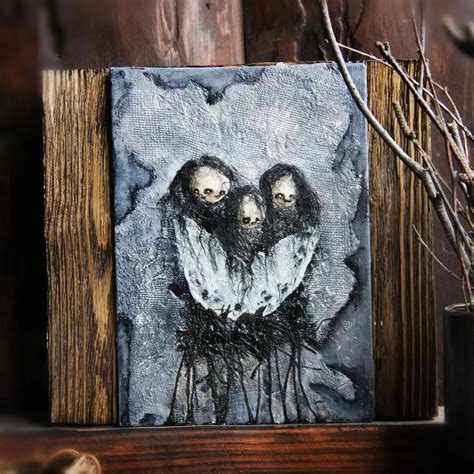 birds. creepy witch art. free shipping - Crealandia