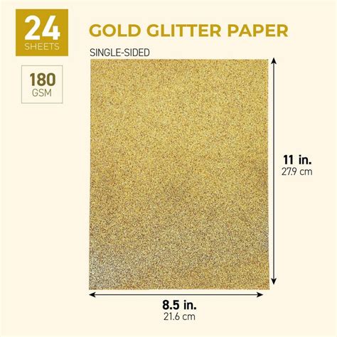 Gold Glitter Cardstock Paper for Card Making (8.5 x 11 In, 24 Sheets) – Paper Junkie