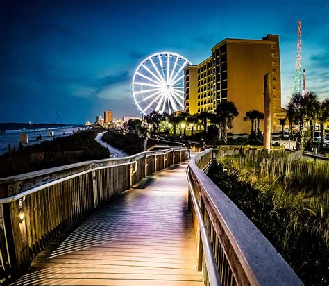 Myrtle Beach Boardwalk At Night Photograph by David Smith