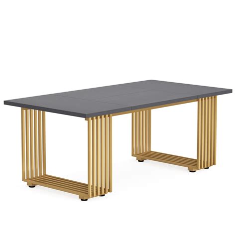 Tribesigns 70.9" Modern Executive Desk, Wood Office Desk, Grey Simple ...