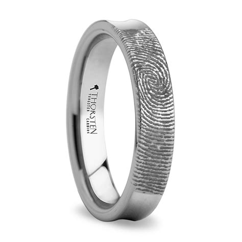 Fingerprint Engraved Men's Wedding Ring in Tungsten (4mm)