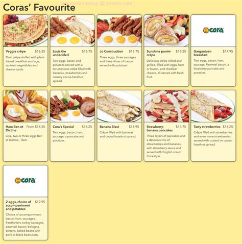 Menu at Cora Breakfast and Lunch restaurant, Abbotsford