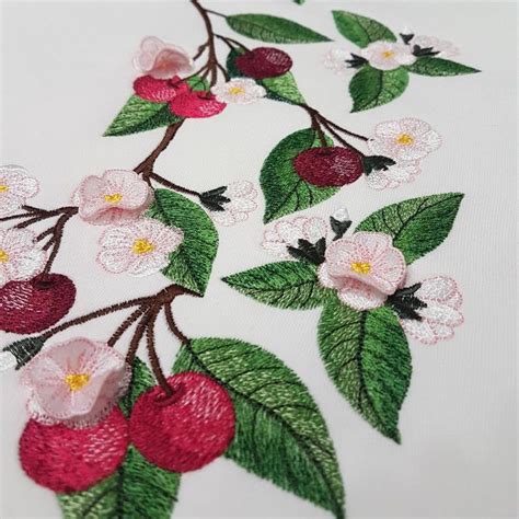 Set of machine embroidery designs Cherry Blossom Floral pattern Flower motif Cherry embroidery ...