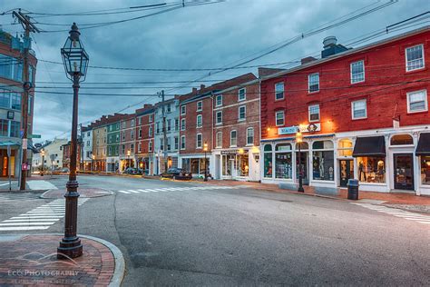 Storefronts on Market Street in downtown Portsmouth, New Hampshire ...