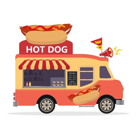 Premium Vector | Hot dog Food Truck. Flat design r illustration