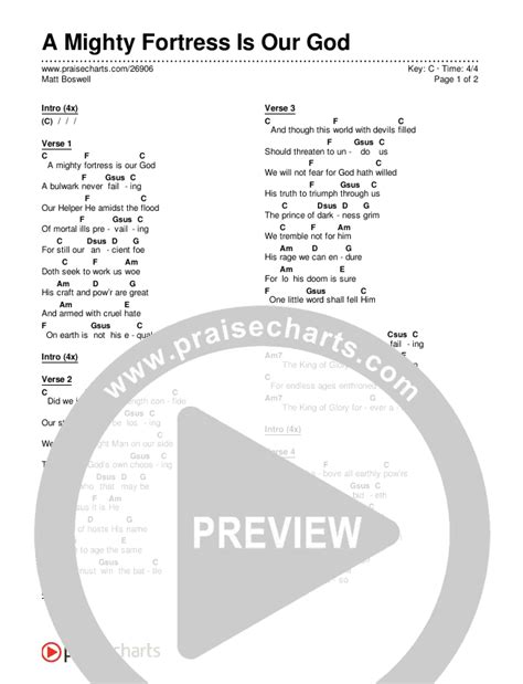 A Mighty Fortress Is Our God Chords PDF (Matt Boswell) - PraiseCharts