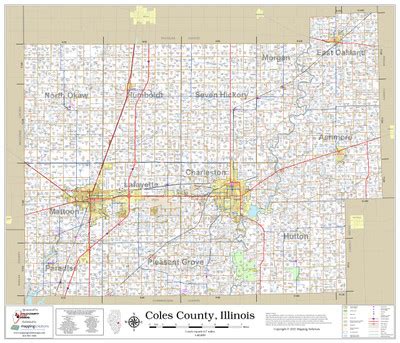 Coles County Illinois 2022 Wall Map | Mapping Solutions