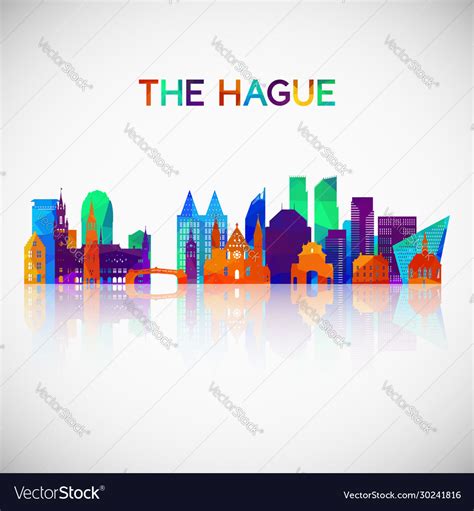 Hague skyline silhouette in colorful Royalty Free Vector