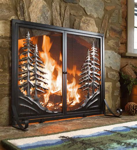 Alpine Large Heavy Duty Steel Fireplace Fire Screen with Doors ...