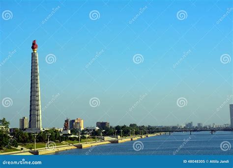 Juche Tower, Pyongyang, North-Korea Editorial Image - Image of capital ...