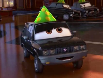 Dan the Pixar Fan: Cars 2: Alexander Hugo with Party Hat and Mary Esgocar