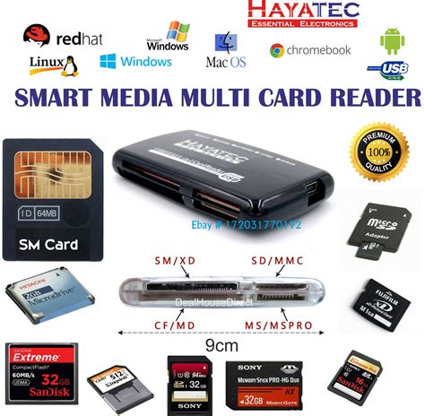 SMARTMEDIA MEMORY CARD READER USB HIGH SPEED ADAPTER SM SD CF TF XD ...