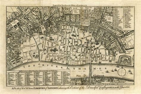 MAPCO Map And Plan Collection Online : Map Of The Great Fire Of London 1666.