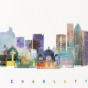 Charlotte Print, Skyline Art Print, Poster, Modern Wall Art, New Home ...