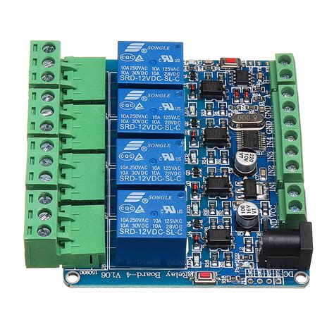 Modbus RTU 4ch Relay 12v RS485 Module - 4 Input Optocoupler Isolation ...