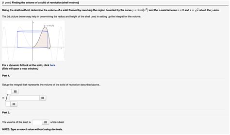 Solved (1 point) Finding the volume of a solid of revolution | Chegg.com