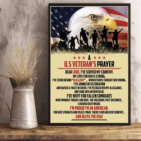 A U.S Veteran's Prayer God Bless The USA 24x36 Poster | ATMTEE