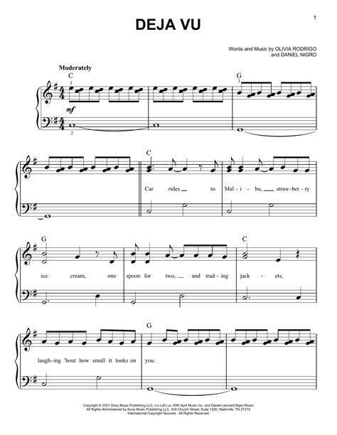 Deja Vu Olivia Rodrigo (with Lyrics And Chords) Sheet Music, 47% OFF