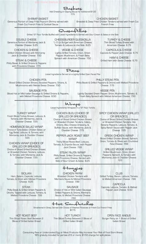 Menu at Beach House Restaurant, Finleyville