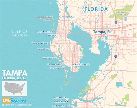 Map of Tampa, Florida - Live Beaches