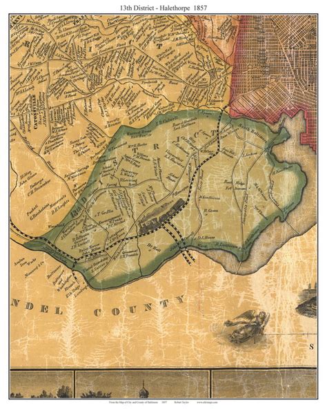 13th District - Halethorpe, Maryland 1857 Old Town Map Custom Print ...