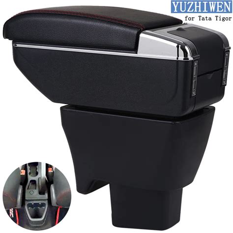 For Tata Tigor Armrest Box Tigor Universal Car Central Armrest Storage Box Cup Holder Ashtray ...