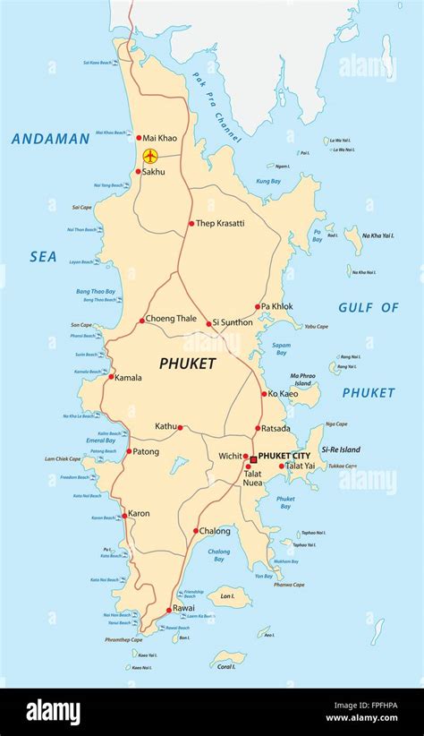 phuket road and beach map Stock Vector Image & Art - Alamy