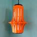 Vintage Orange Ceramic Hanging Swag Lamp Fixture 1960s Mod