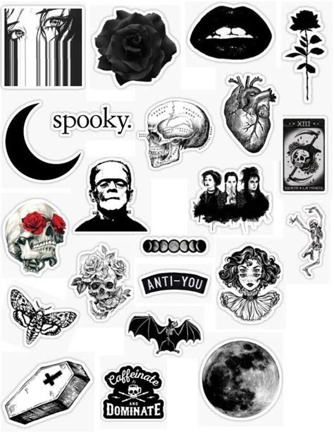 Pin by Daria on aesthetic stickers | Spooky stickers, Black and white stickers, Aesthetic stickers