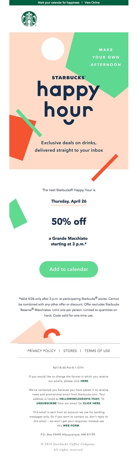 @starbucks sent this email with the subject line: Your invitation to ...