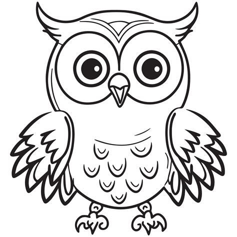 Owl outline vector illustration. Coloring book for children. Cartoon ...