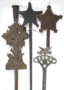 Veterans; Grand Army of the Republic, Grave Marker & Flag Holders (4), Cast Iron.